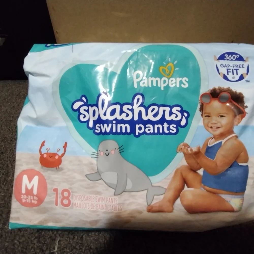 Pampers Splashers Swim Pants 18 CT Size Medium (20-33 lbs)